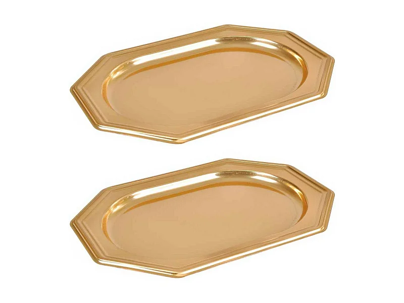 Lot de 2 Plateaux Déco "Octogonaux" 45cm Or