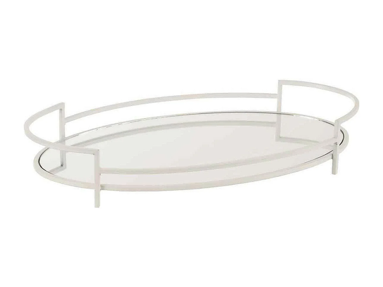 Plat de Présentation en Verre "Ovale" 50cm Blanc