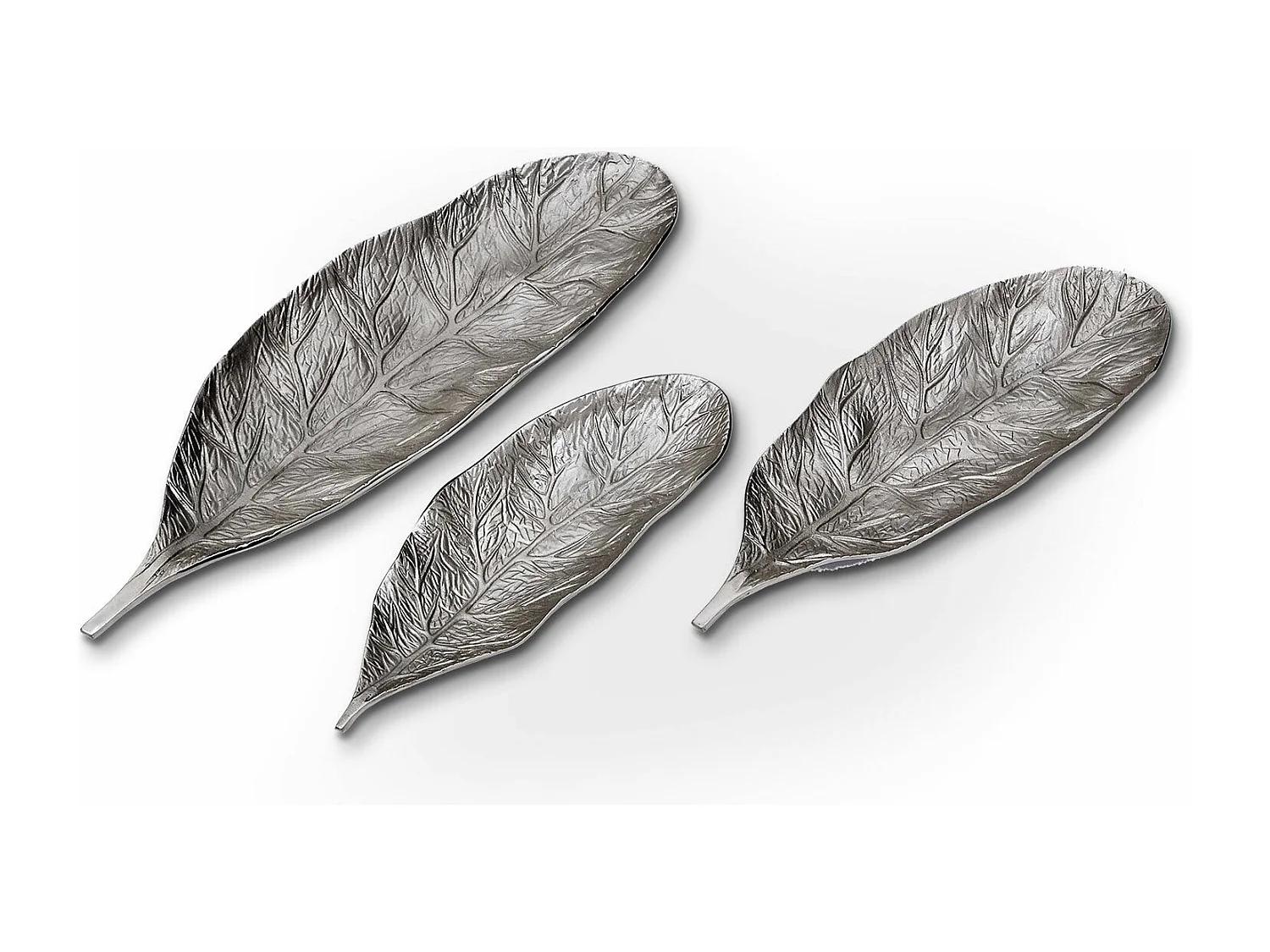Lot de 3 Plateaux de Présentation "Leaf" 64cm Argent