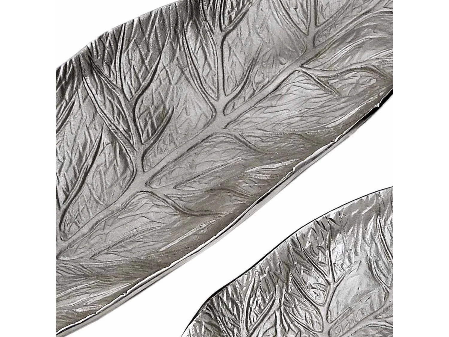 Lot de 3 Plateaux de Présentation "Leaf" 64cm Argent