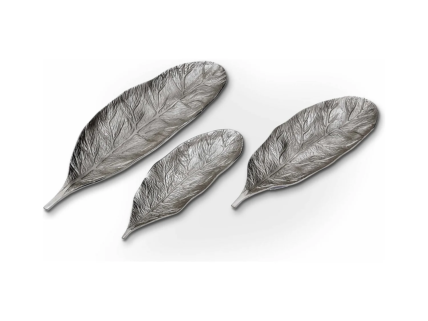 Lot de 3 Plateaux de Présentation "Leaf" 64cm Argent