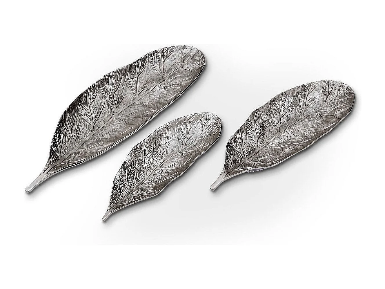 Lot de 3 Plateaux de Présentation "Leaf" 64cm Argent
