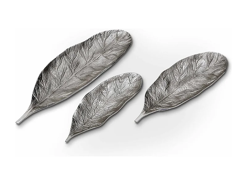 Lot de 3 Plateaux de Présentation "Leaf" 64cm Argent