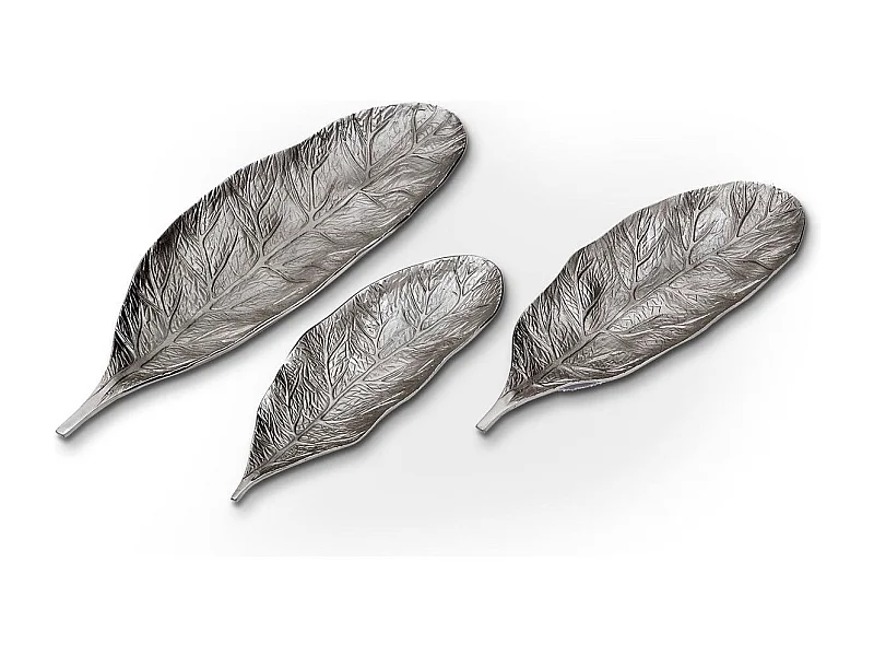Lot de 3 Plateaux de Présentation "Leaf" 64cm Argent