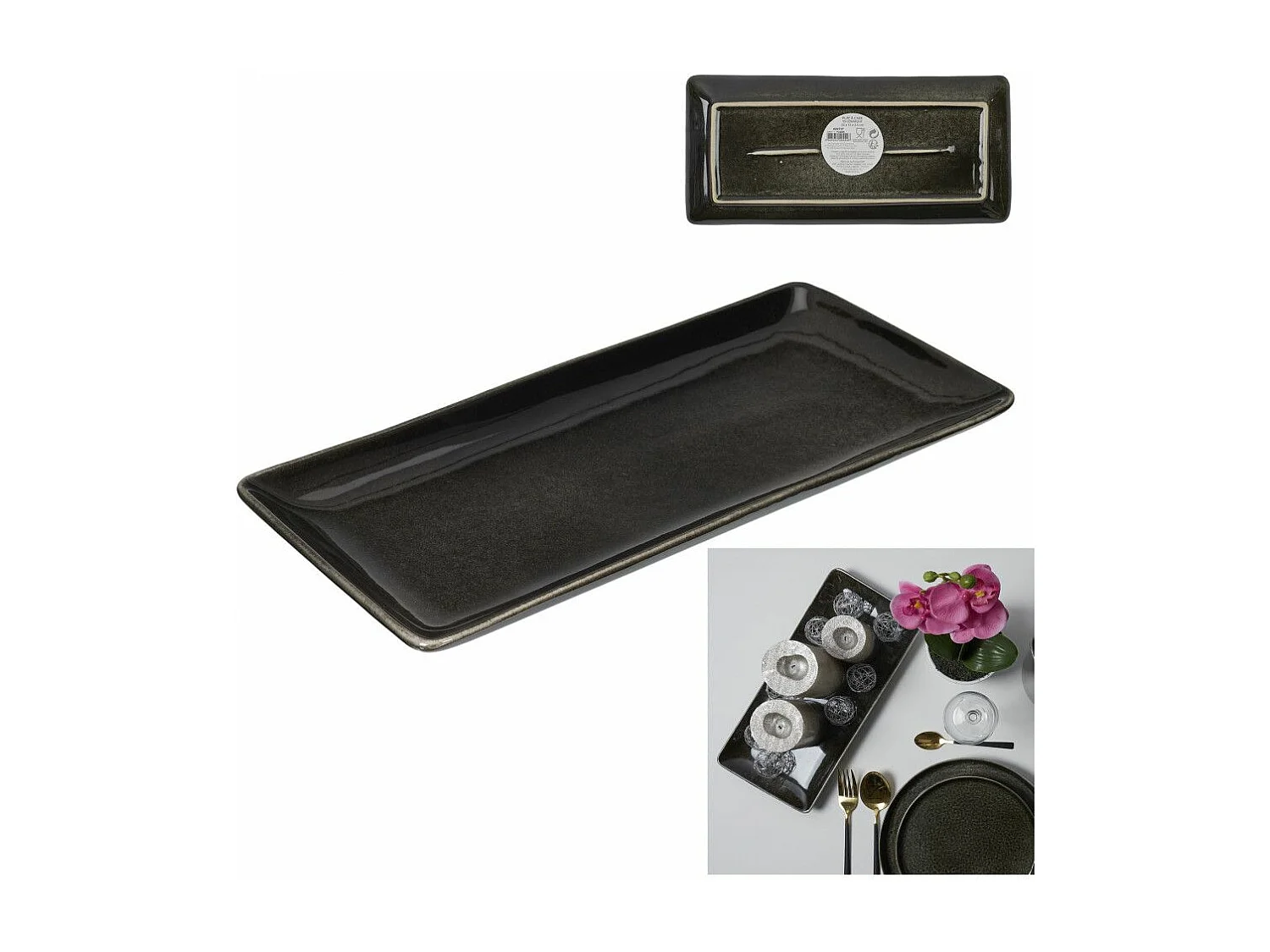 Plat à Cake en Céramique "Gancia" 33cm Noir