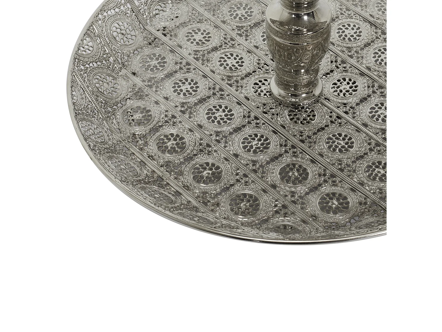 Plateau Decoratif Metal Double 49cm Argent