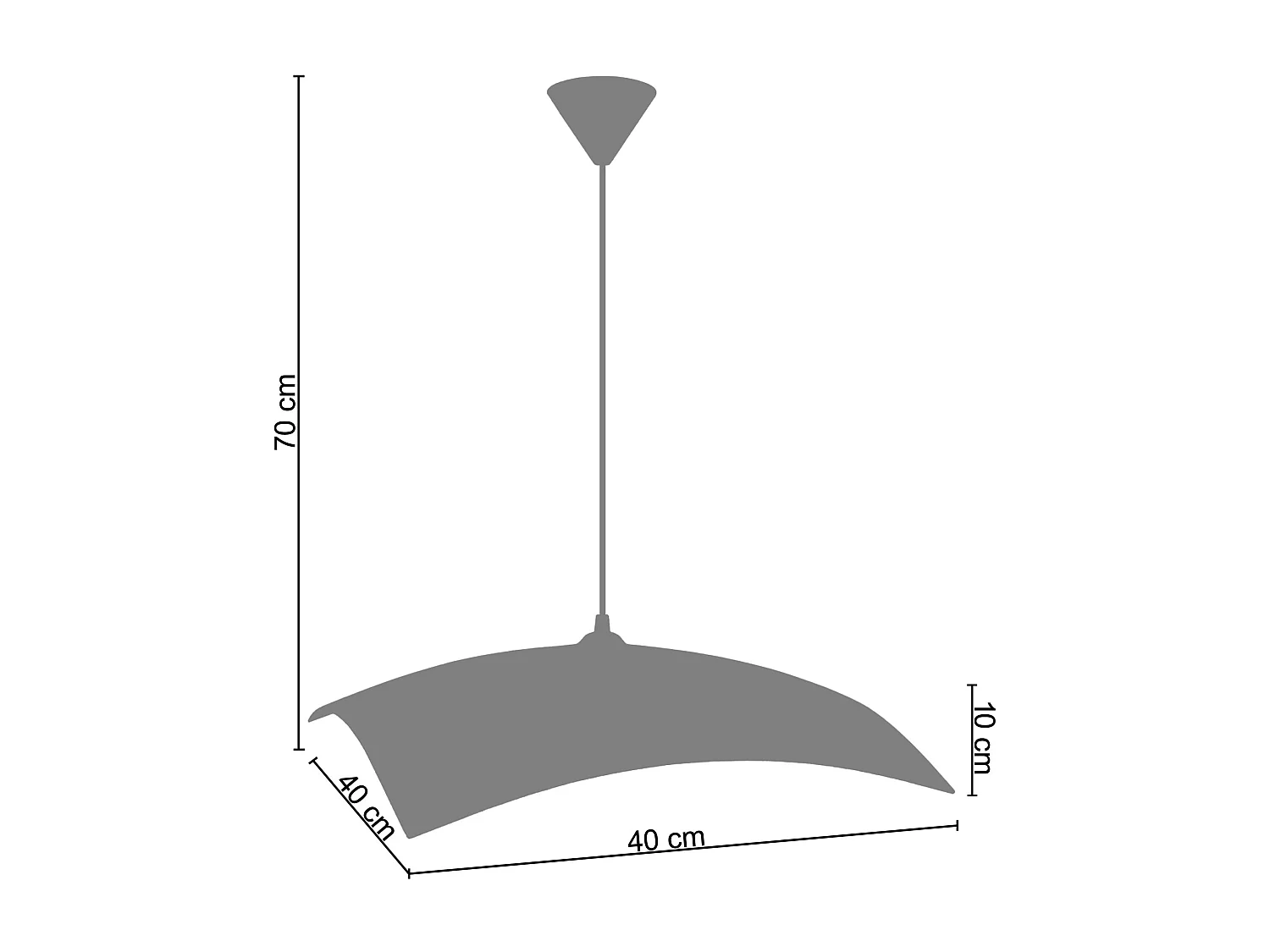 Suspension TOSEL ,verre,Noir ,H68xD40xP40cm