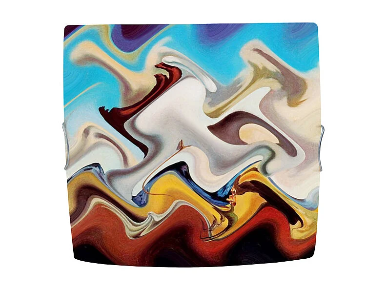Plafonnierverre carré bombé cadre multicolore 30 cm..