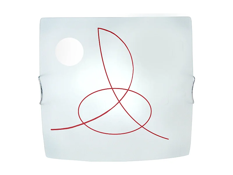 Plafón TOSEL ,vidrio,Rojo,A15x D30xP30cm