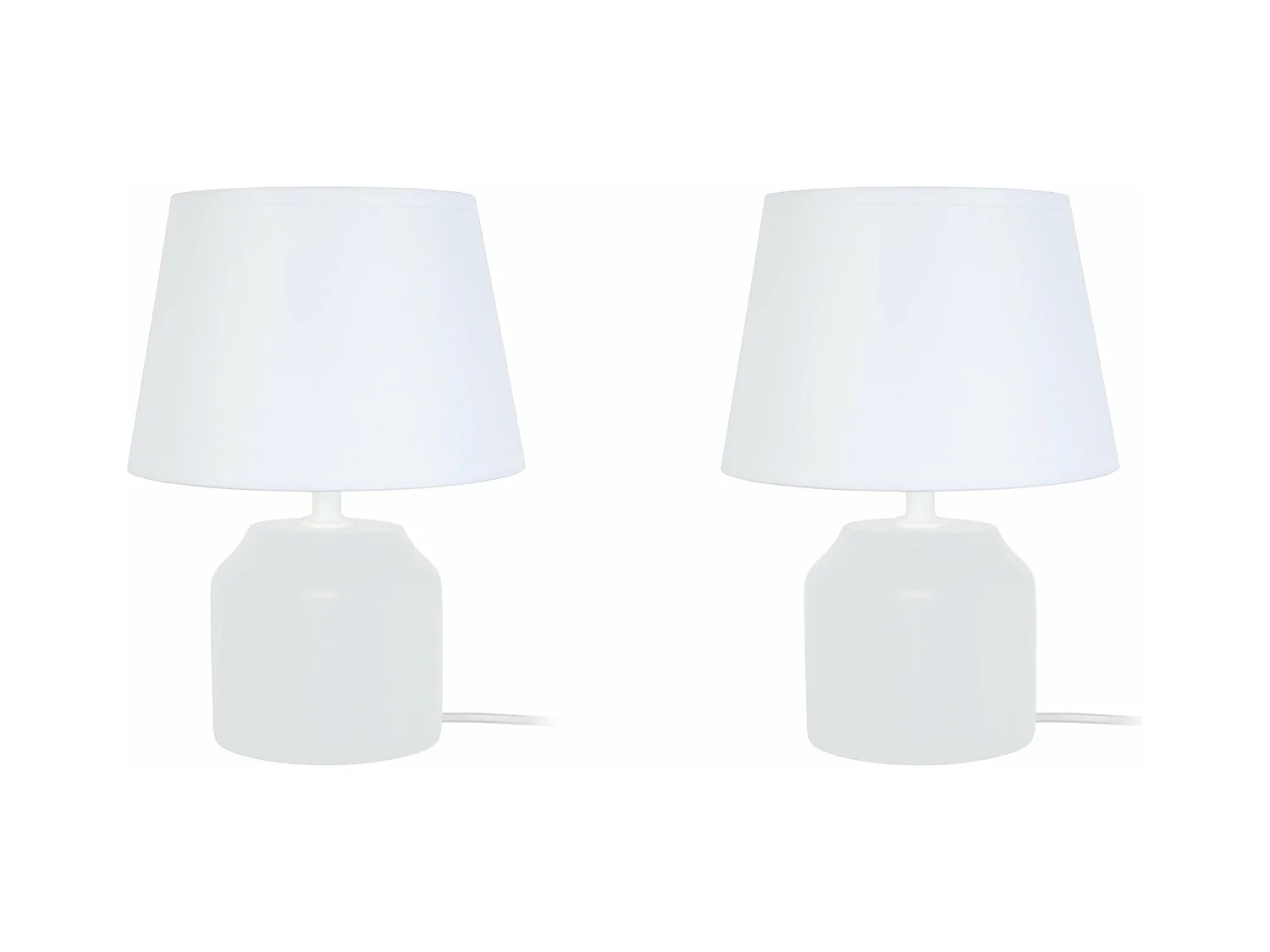 Pair de Lampes de chevet cylindre bois  blanc 24 cm.