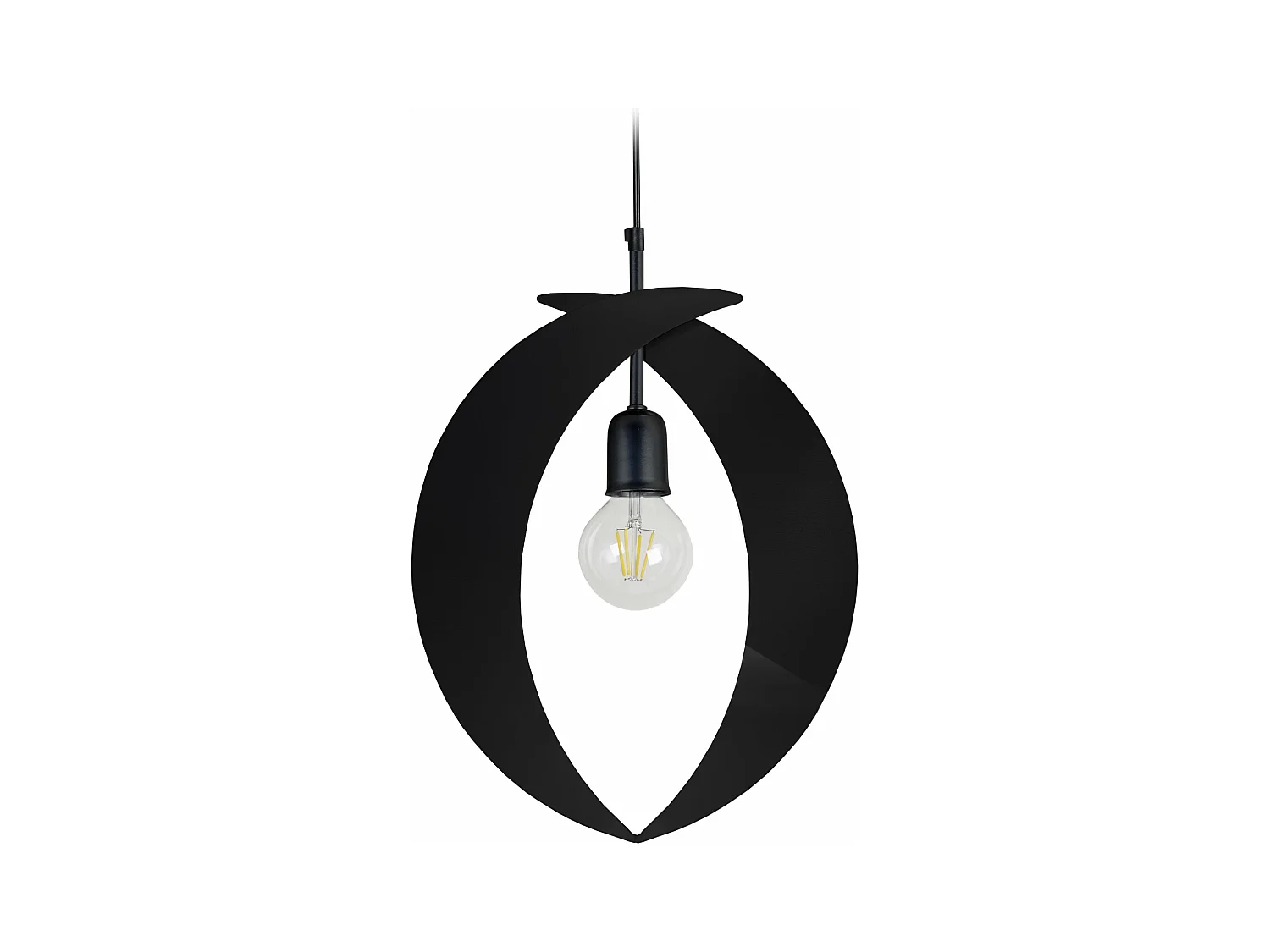 Suspension ovale métal  noir 80 cm.