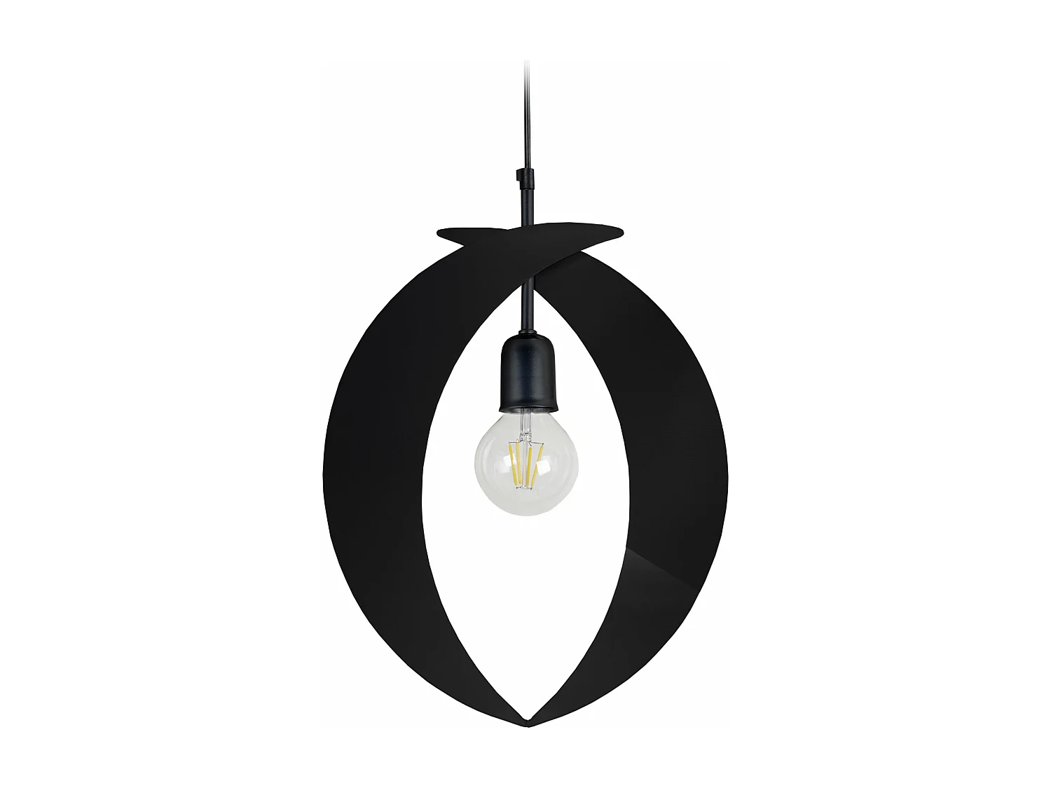 Suspension ovale métal  noir 80 cm.