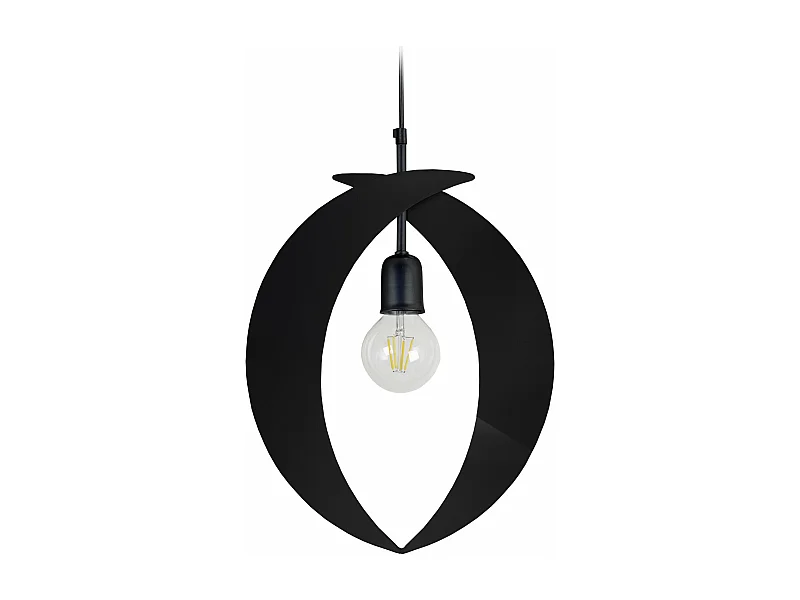 Suspension ovale métal  noir 80 cm.