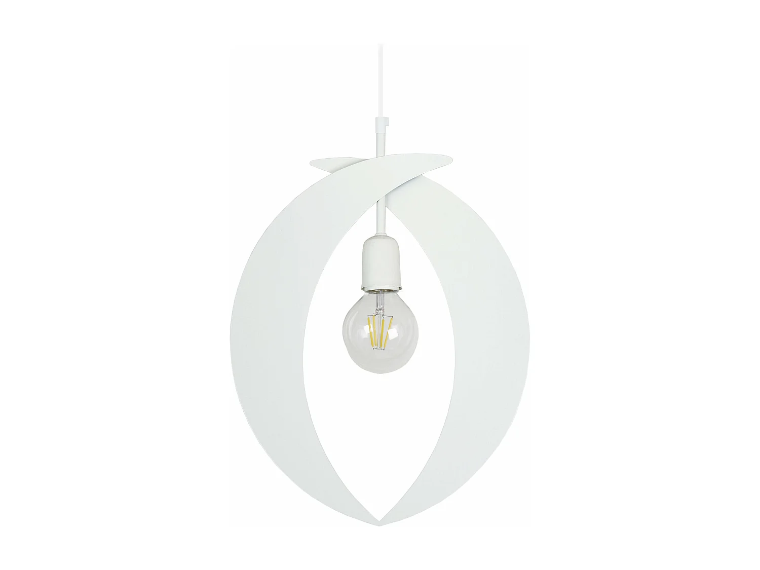 Suspension ovale métal  blanc 80 cm.