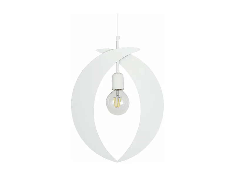 Suspension ovale métal  blanc 80 cm.