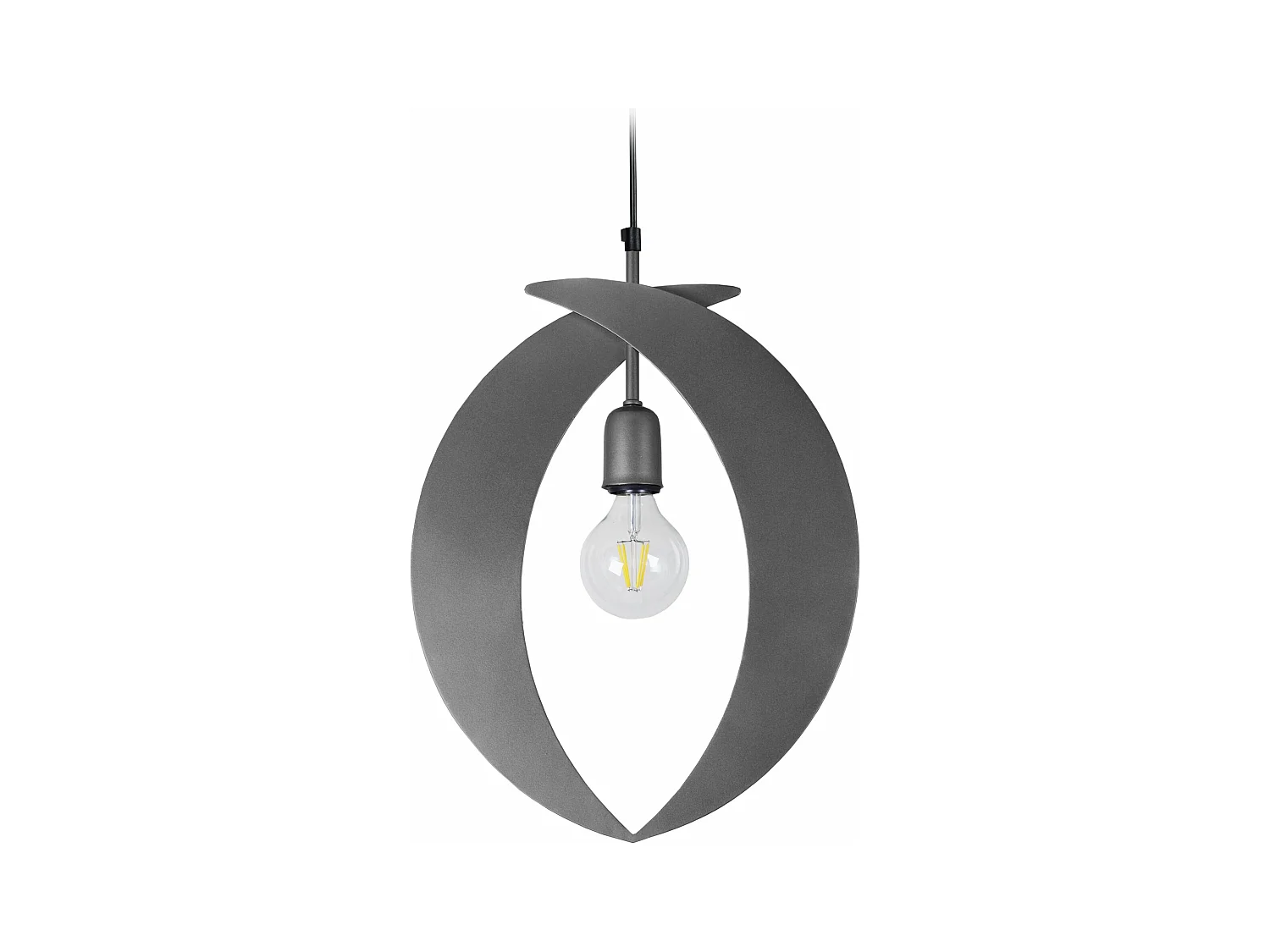Suspension ovale métal anthracite 80 cm.