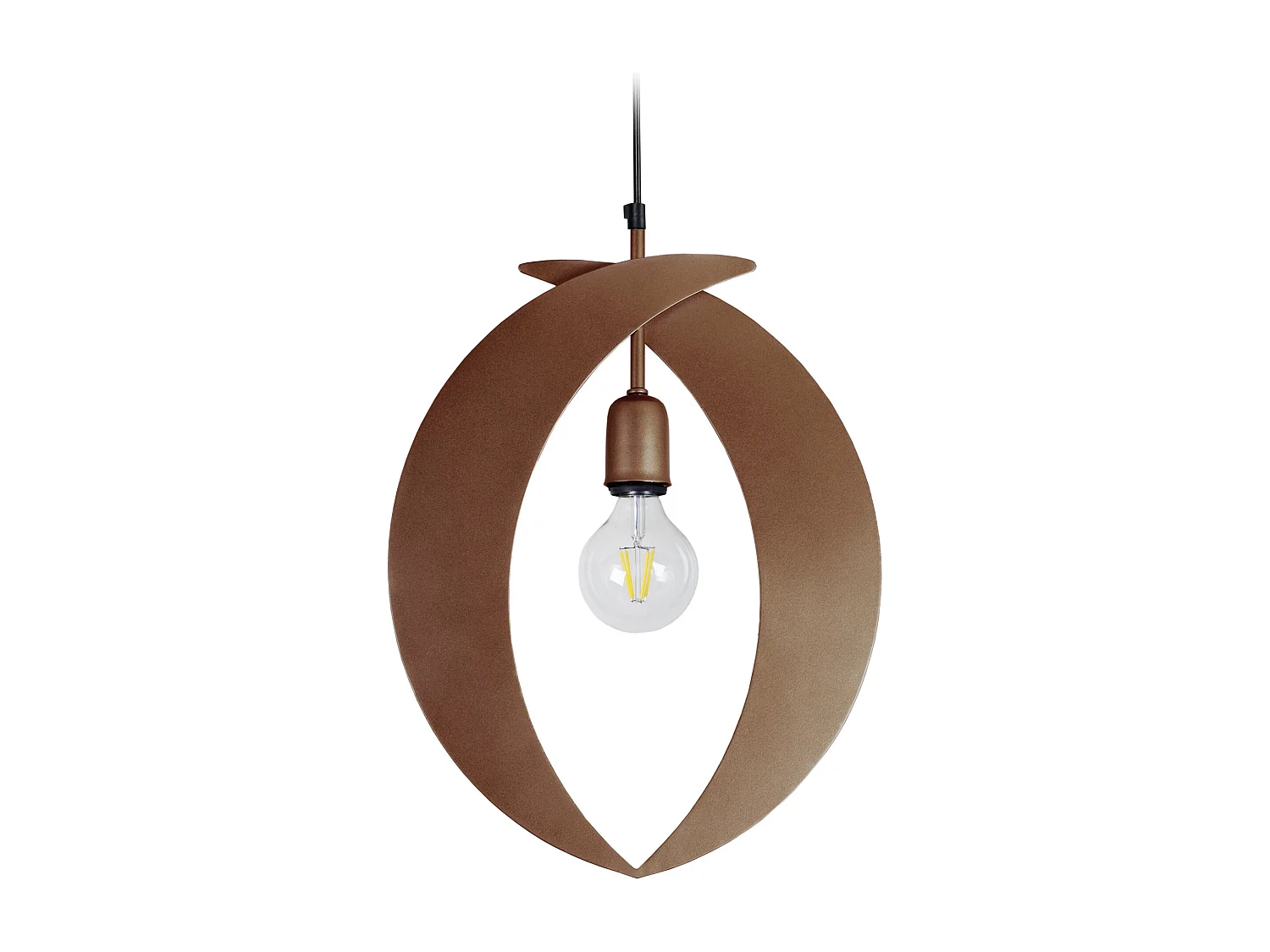 Suspension ovale métal bronze 80 cm.