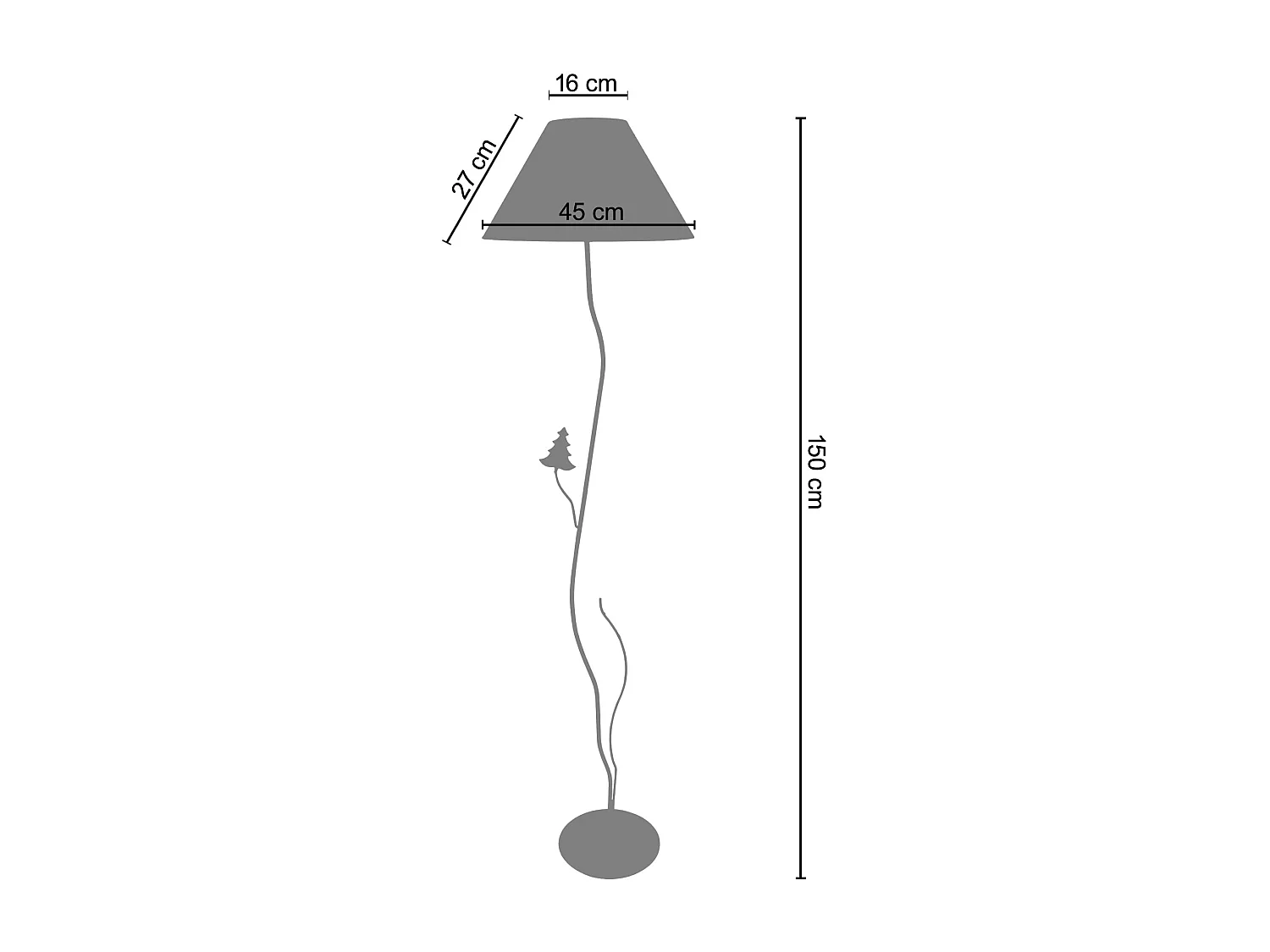 Lampadaire arbre métal  taupe 150 cm.