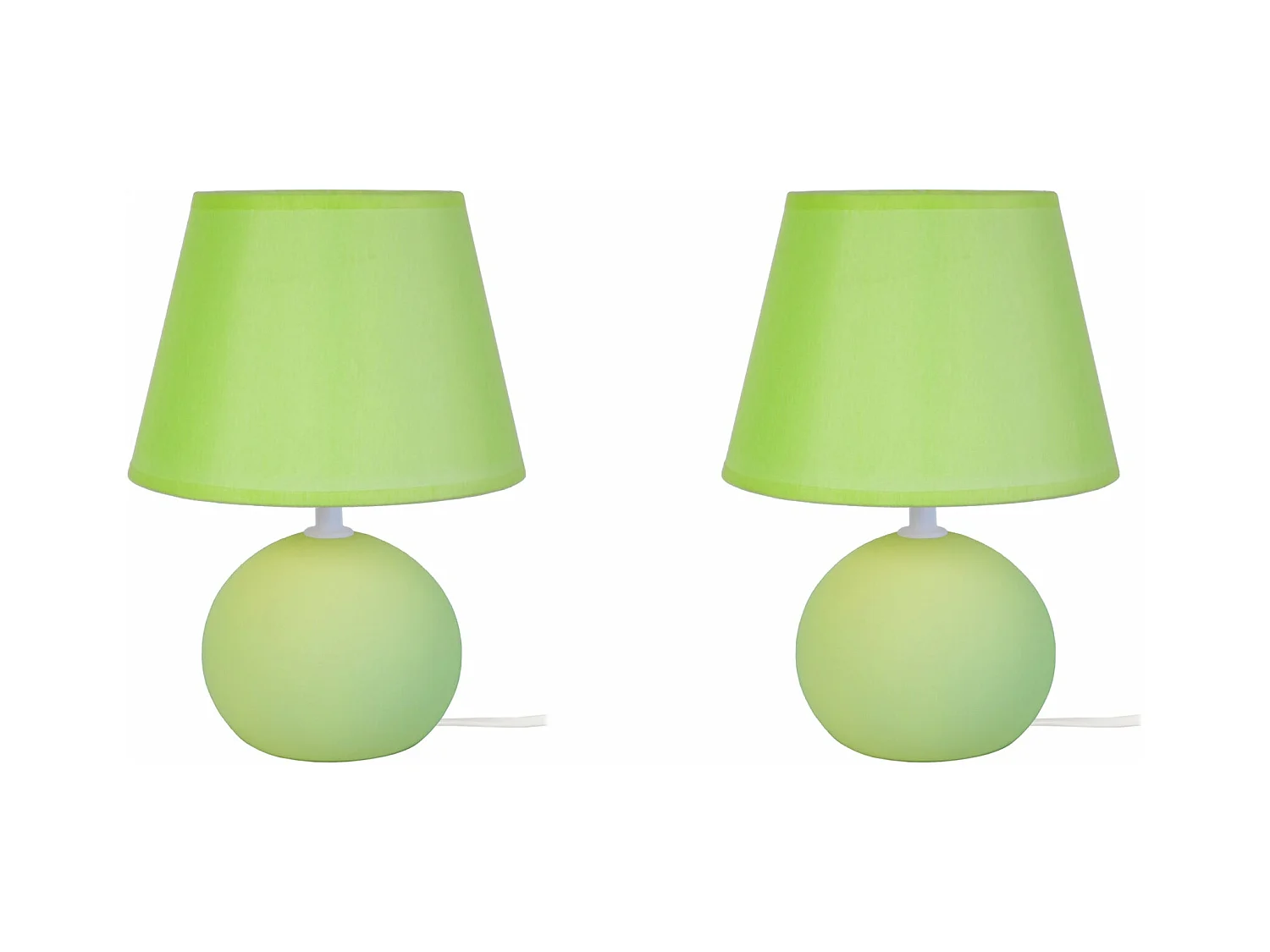 Pair de Lampes de chevet globe bois vert 30 cm.