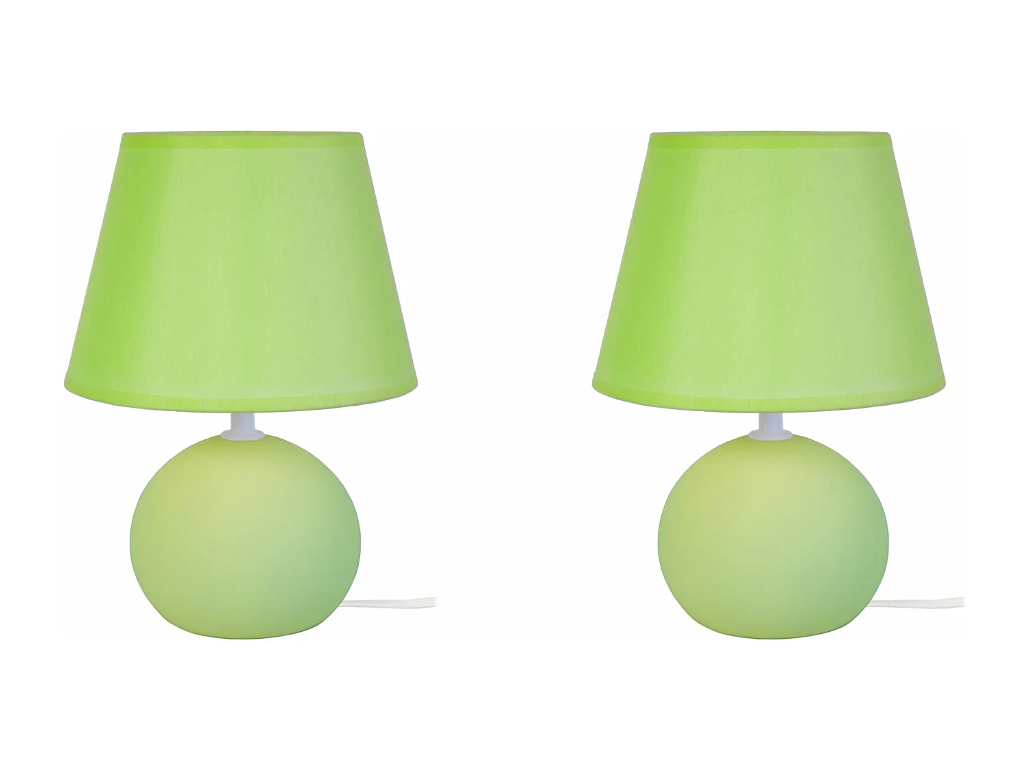 Pair de Lampes de chevet globe bois vert 30 cm.