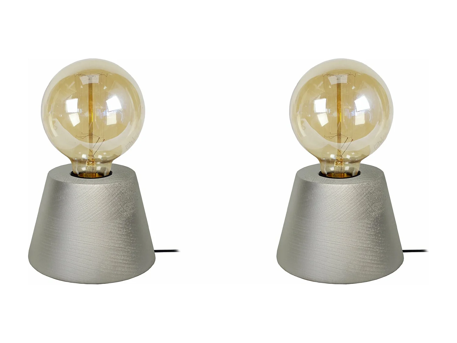 Pair de Lampes de chevet conique bois  aluminium 18,5 cm.