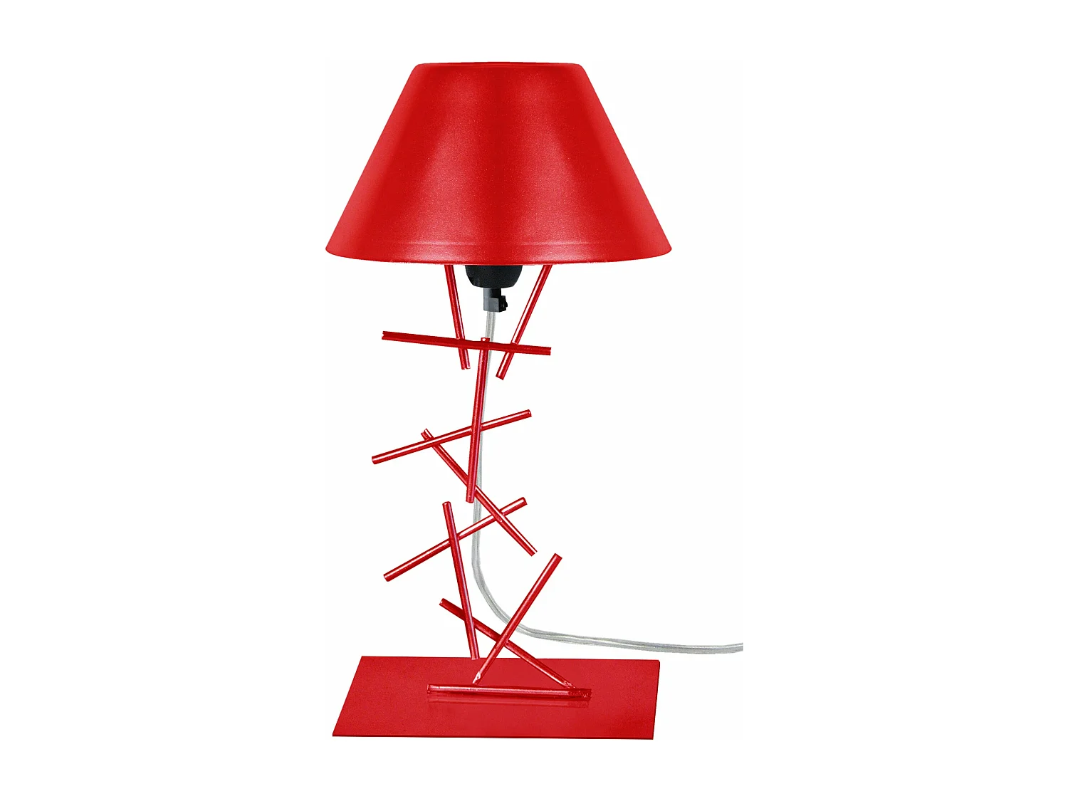 Lampe de chevet filaire métal  rouge 30 cm.