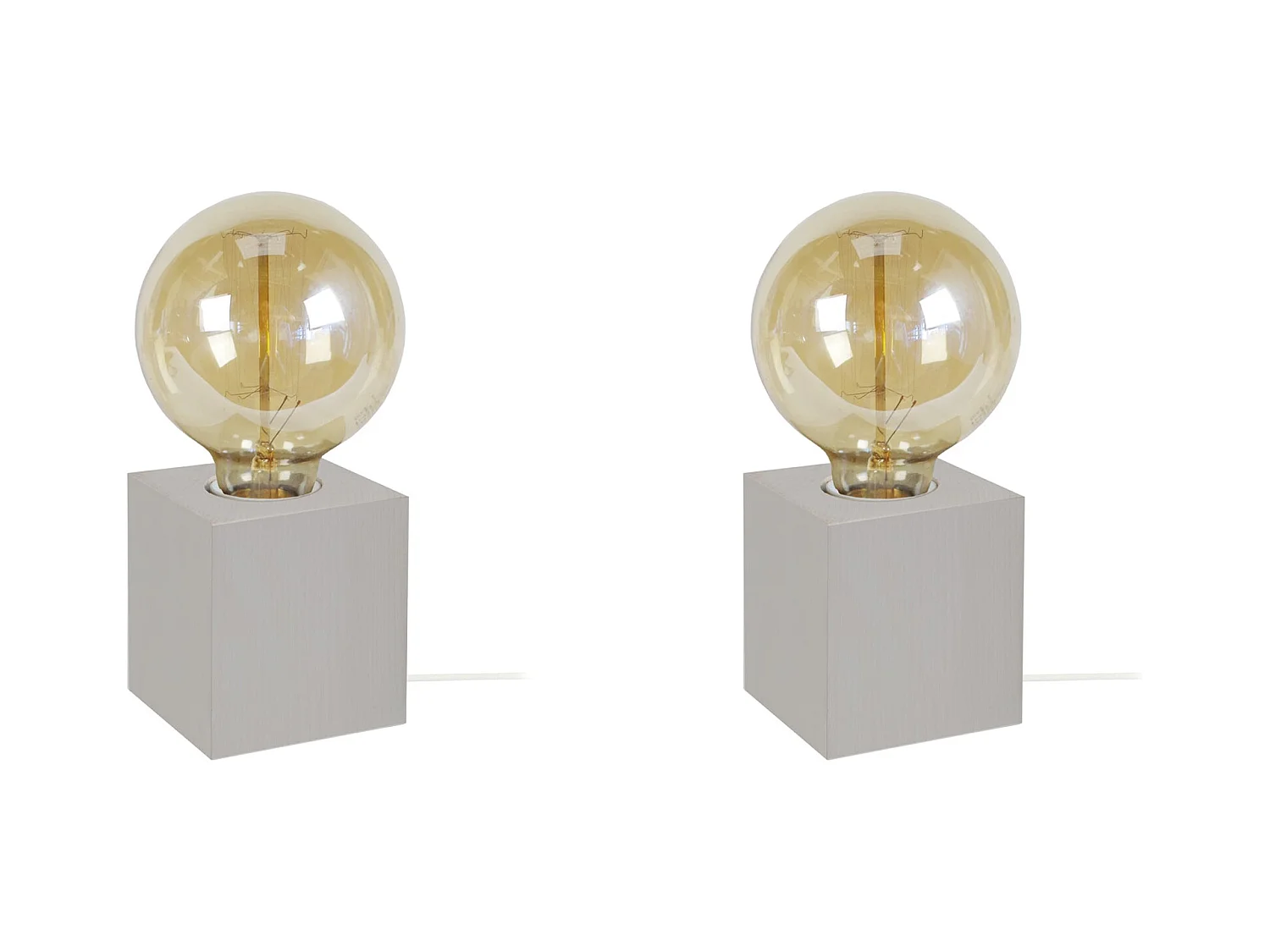 Pair de Lampes de chevet carré bois  gris 21 cm.