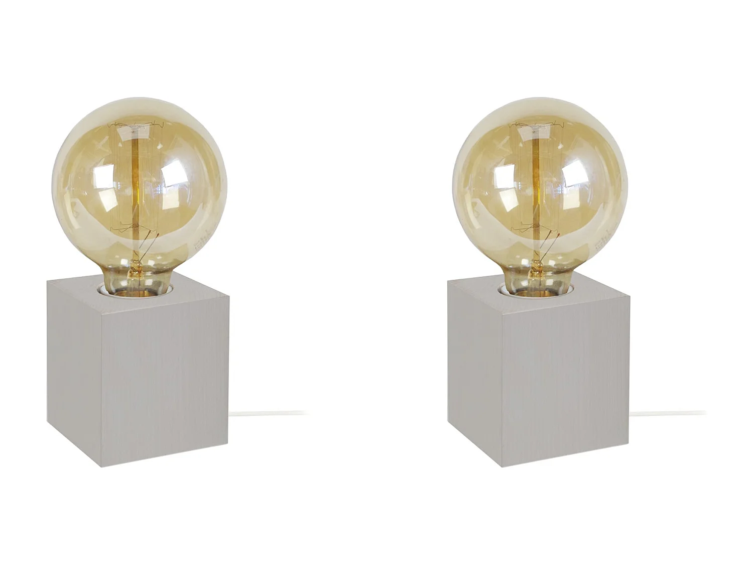 Pair de Lampes de chevet carré bois  gris 21 cm.