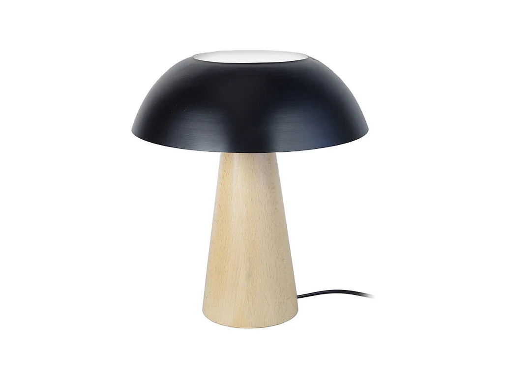Lampe a poser conique bois  naturel,noir 35 cm.