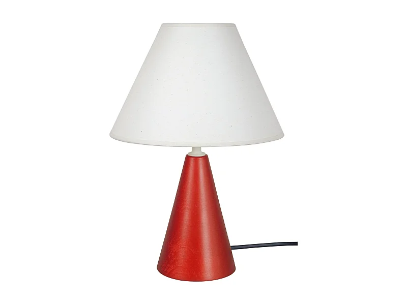 Lampe de Chevet TOSEL ,bois,Rouge ,H32xD22xP22cm