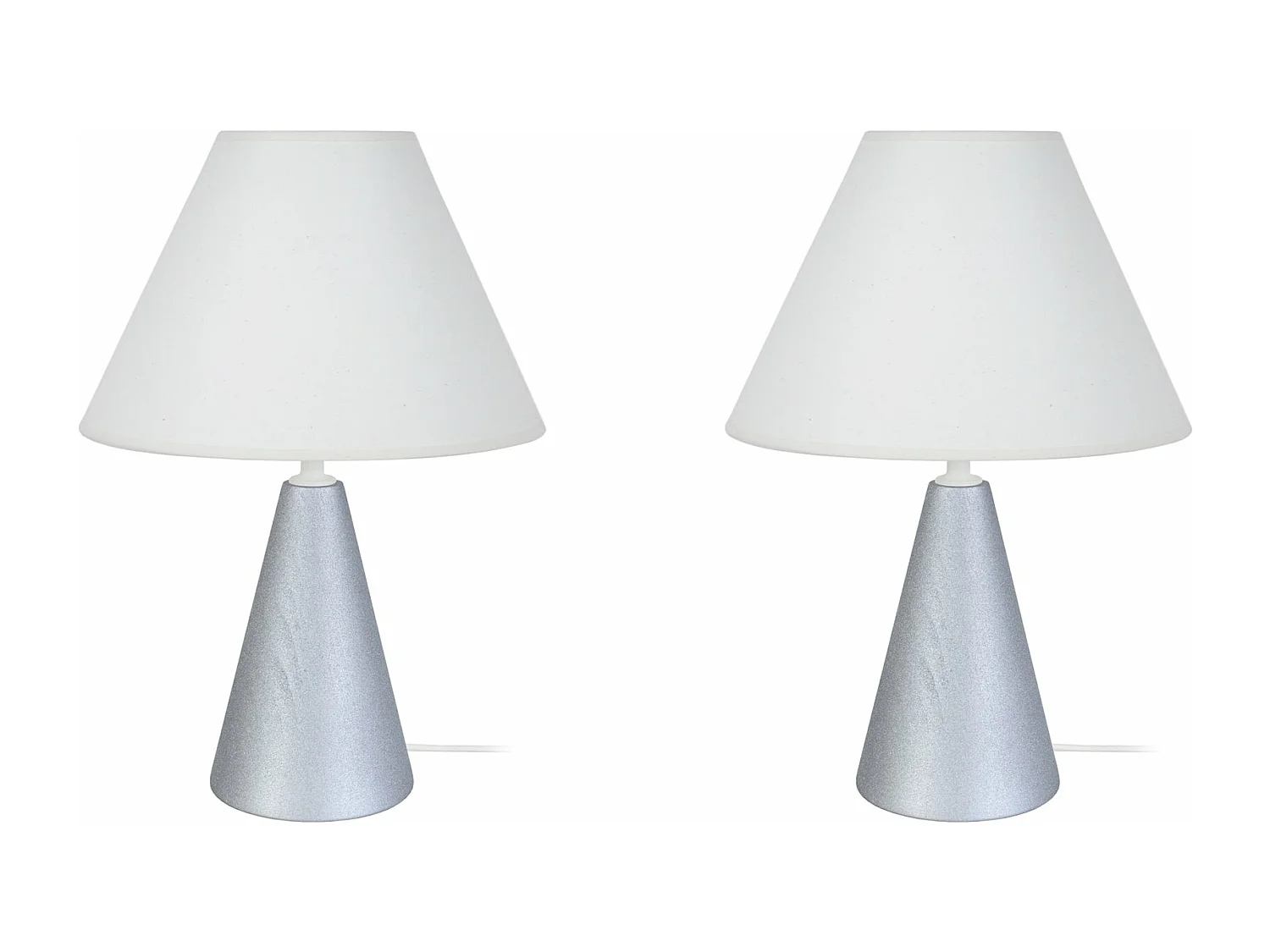 Pair de Lampes de chevet conique bois  aluminium 32 cm.