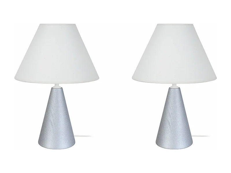 Pair de Lampes de chevet conique bois  aluminium 32 cm.