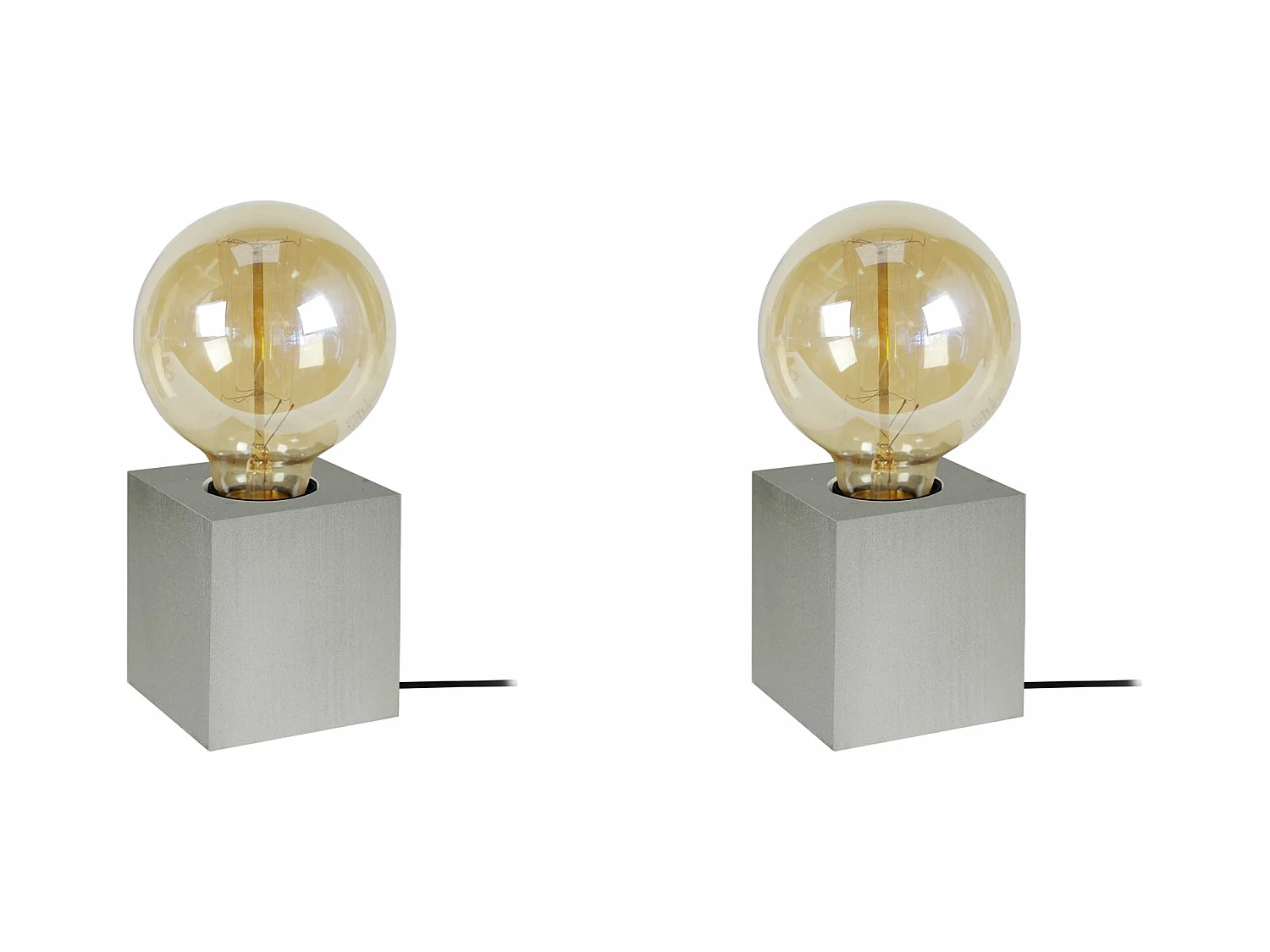 Pair de Lampes de chevet carré bois  aluminium 21 cm.