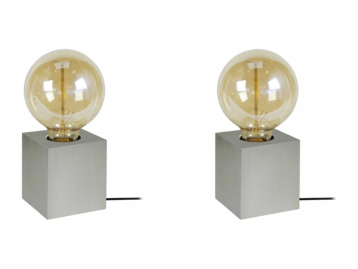 Pair de Lampes de chevet carré bois  aluminium 21 cm.