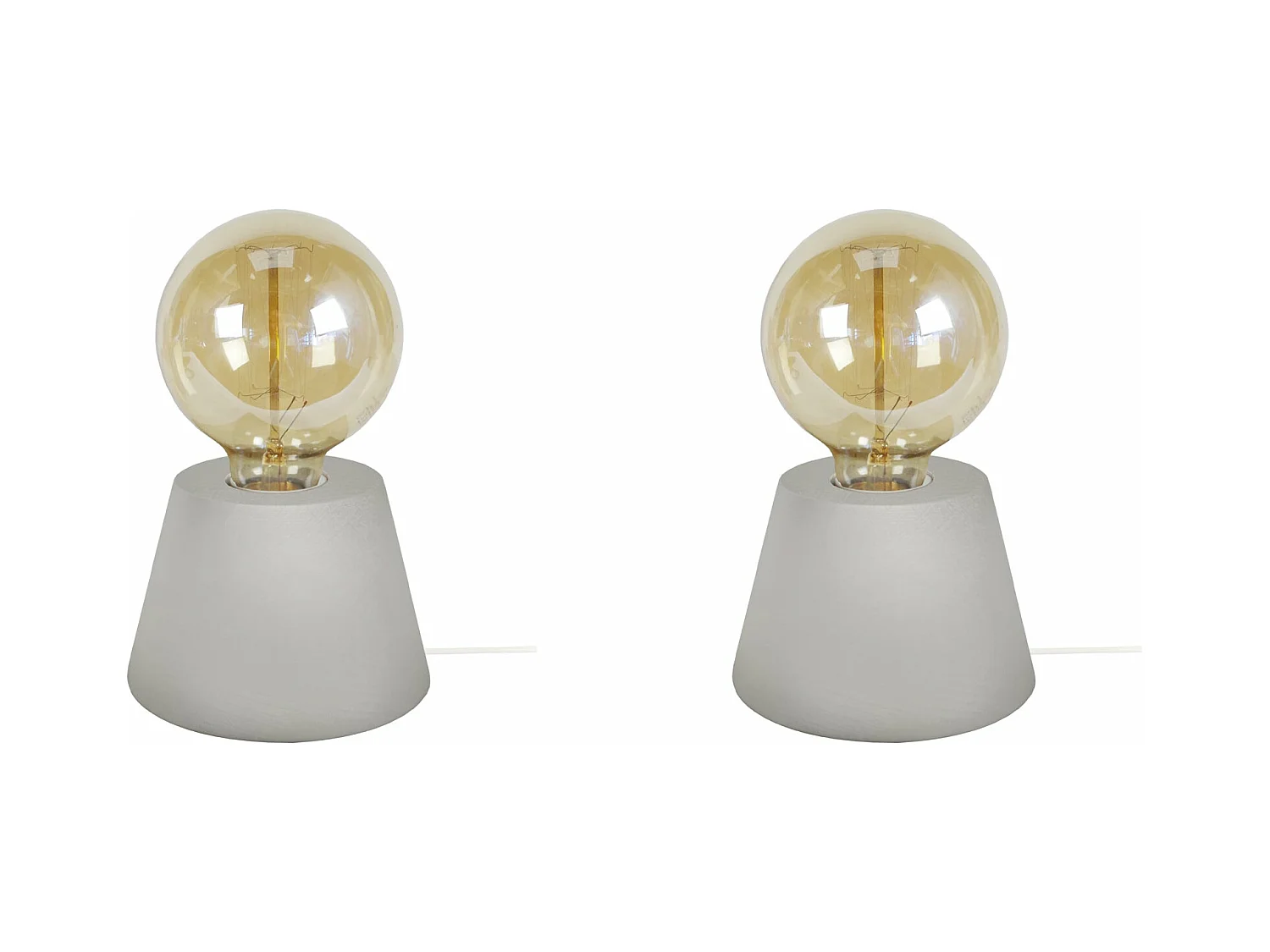 Pair de Lampes de chevet conique bois  gris 18,5 cm.