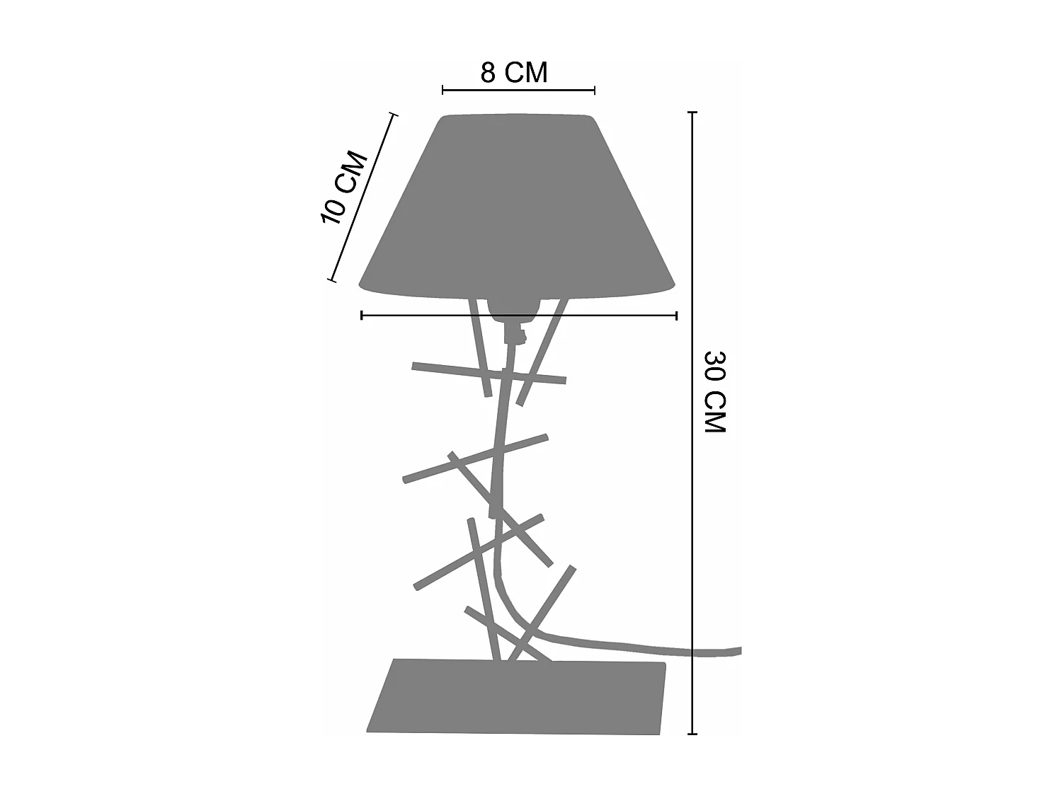 Lampe de chevet filaire métal  aluminium 30 cm.