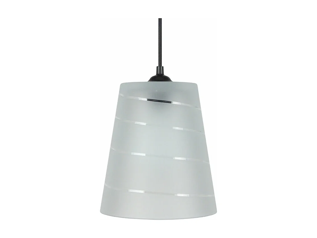 Suspension conique verre lignes  satiné 78 cm.