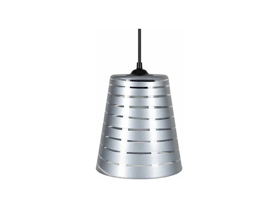 Suspension conique verre lignes  chromium 78 cm.