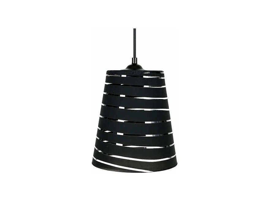 Suspension conique verre lignes  noir 78 cm.