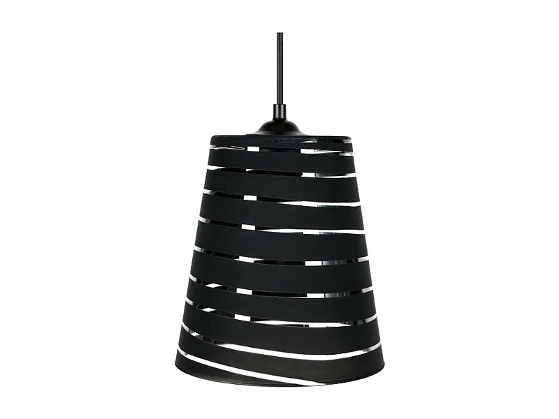 Suspension conique verre lignes  noir 78 cm.