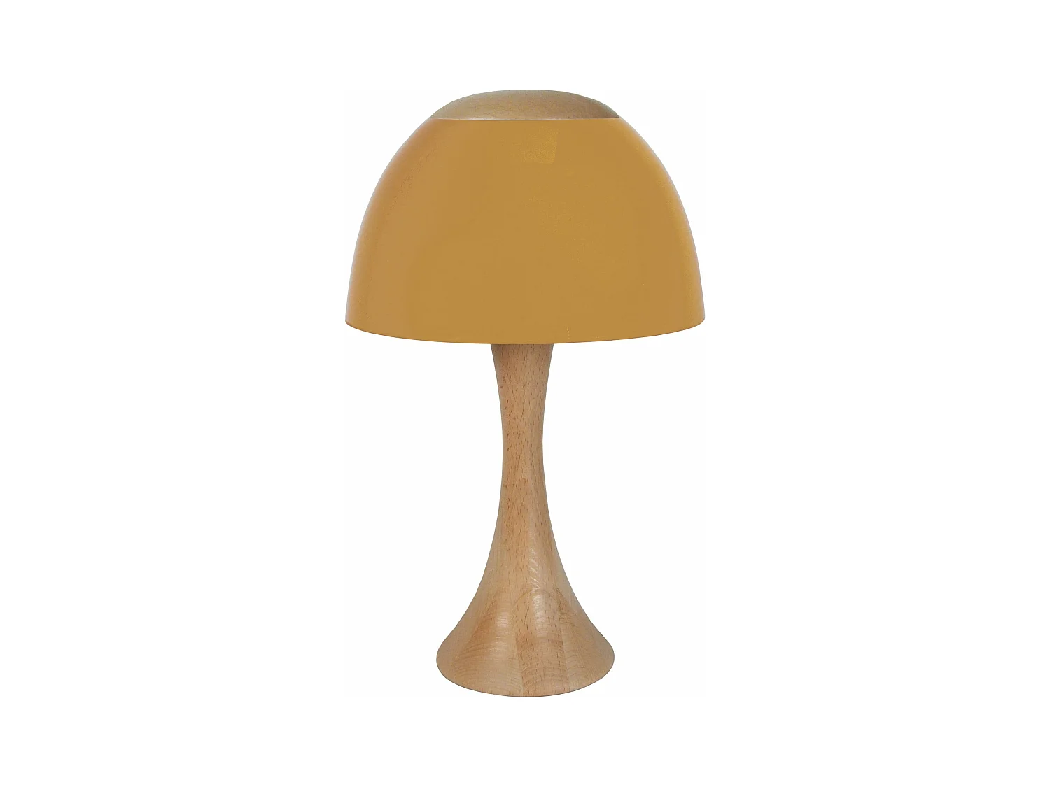Lampe de chevet évasé bois  naturel,jaune 40 cm.