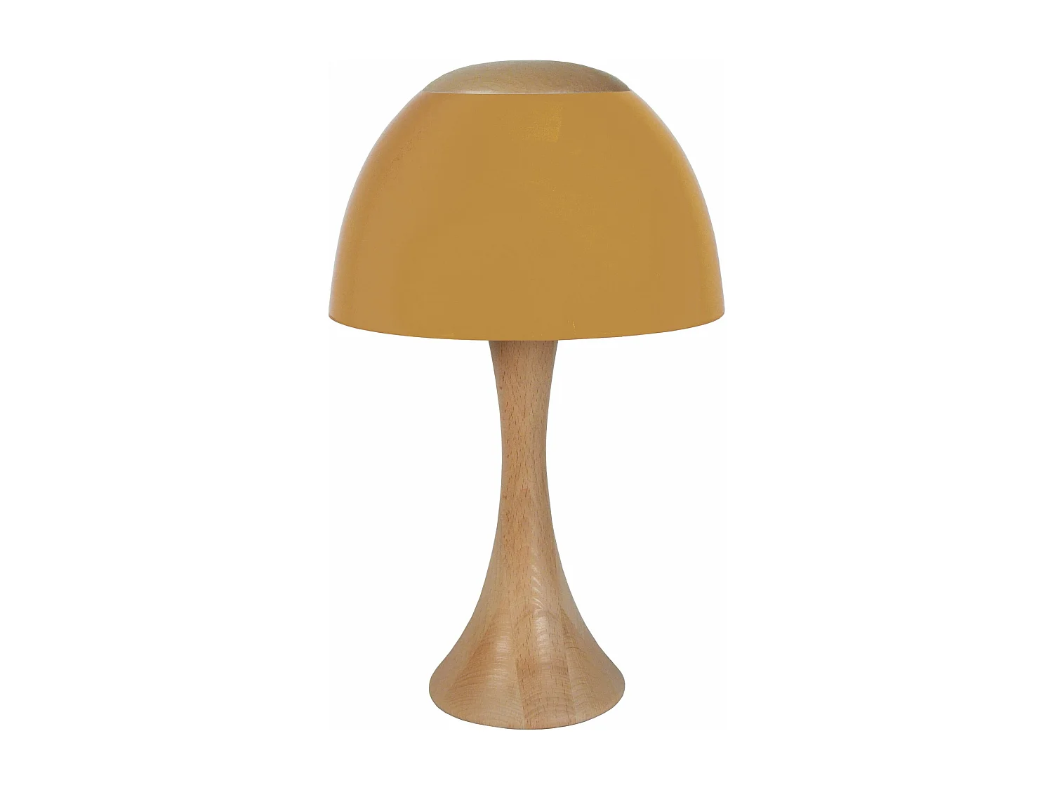 Lampe de chevet évasé bois  naturel,jaune 40 cm.