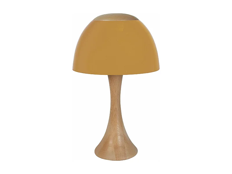 Lampe de chevet évasé bois  naturel,jaune 40 cm.