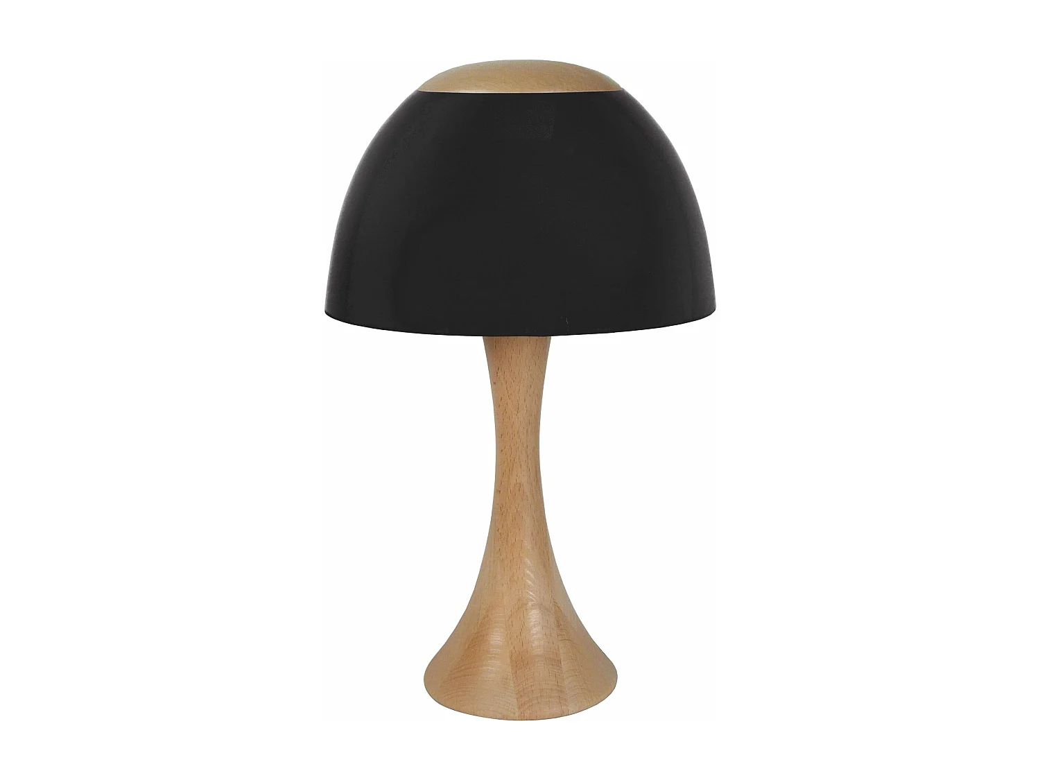 Lampe de chevet évasé bois  naturel,noir 40 cm.