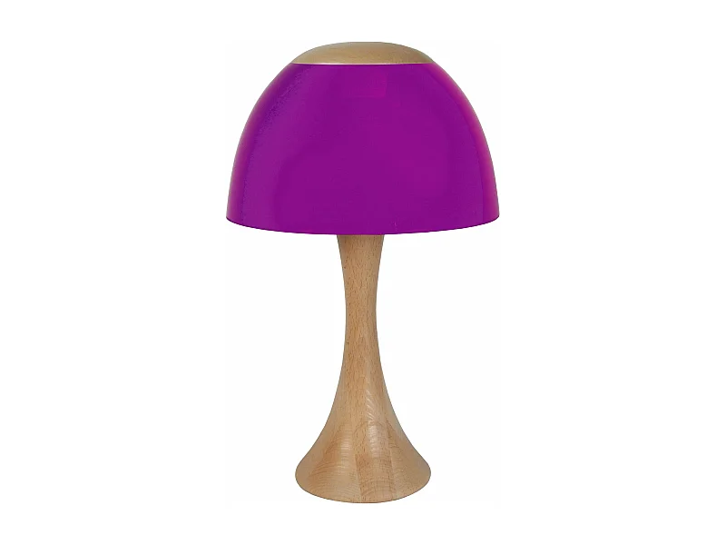 Lampe de chevet évasé bois  naturel,violet 40 cm.