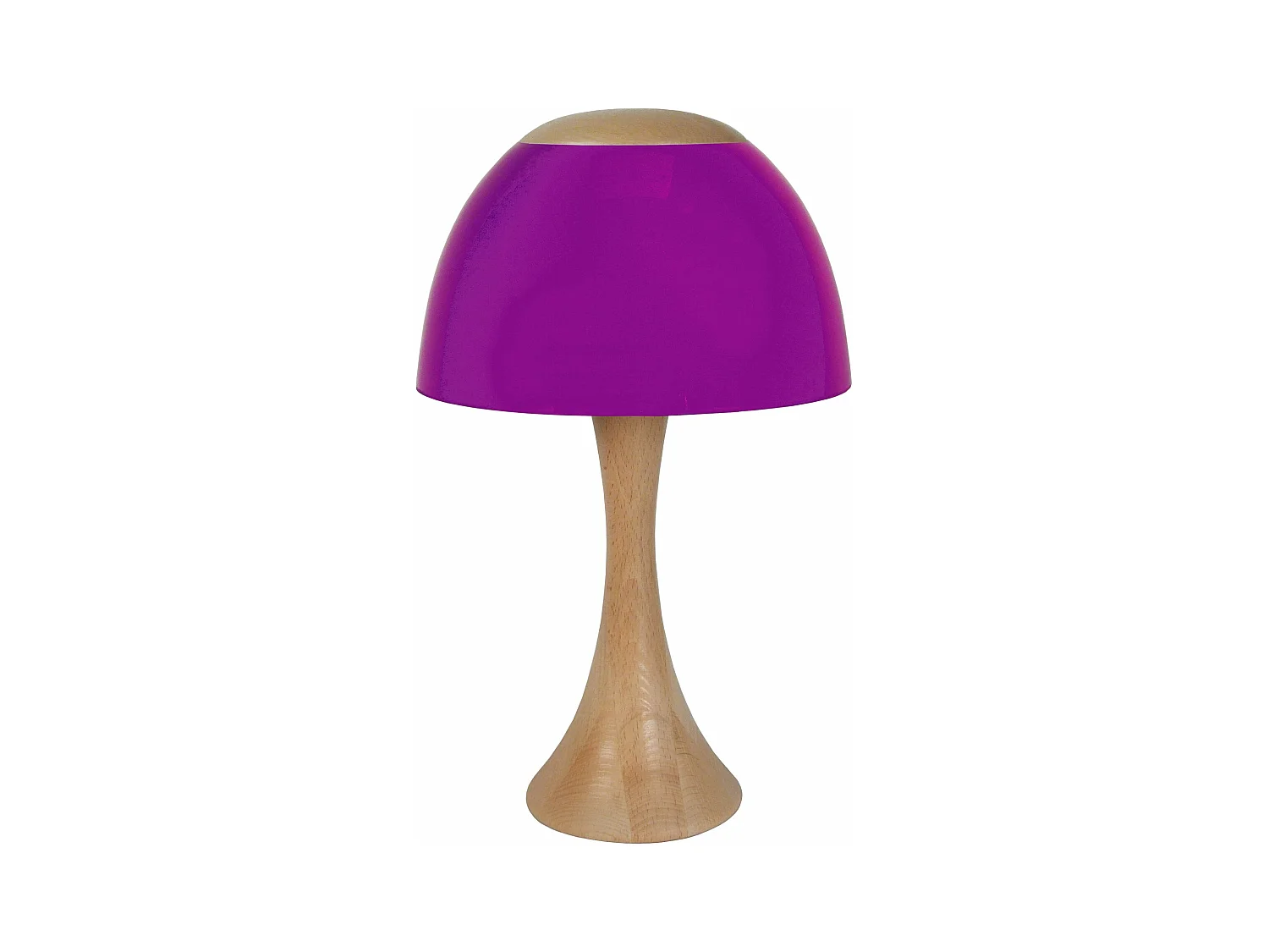 Lampe de chevet évasé bois  naturel,violet 40 cm.