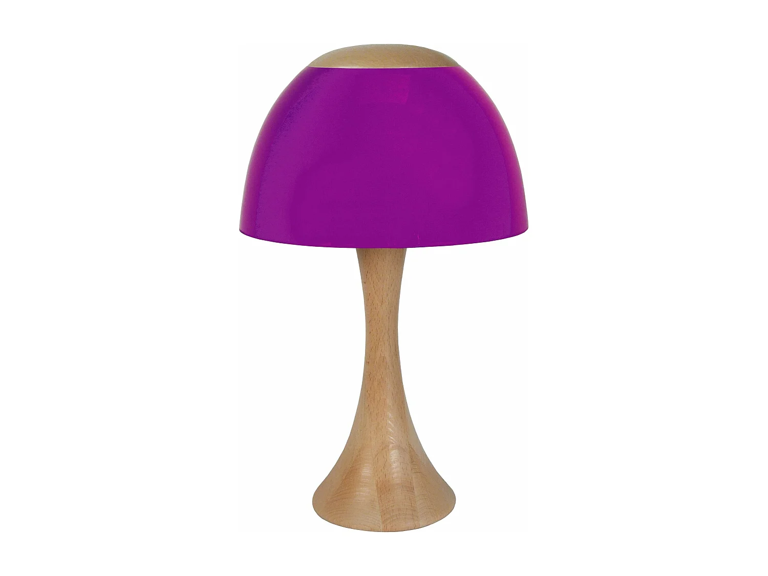 Lampe de chevet évasé bois  naturel,violet 40 cm.