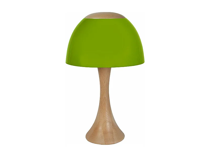 Lampe de chevet évasé bois  naturel,vert 40 cm.