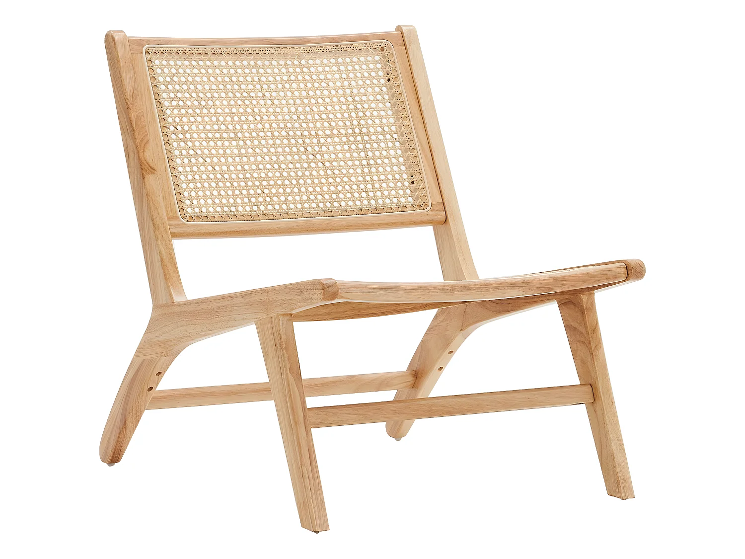 Fauteuil lounge en bois massif et cannage - Zuma