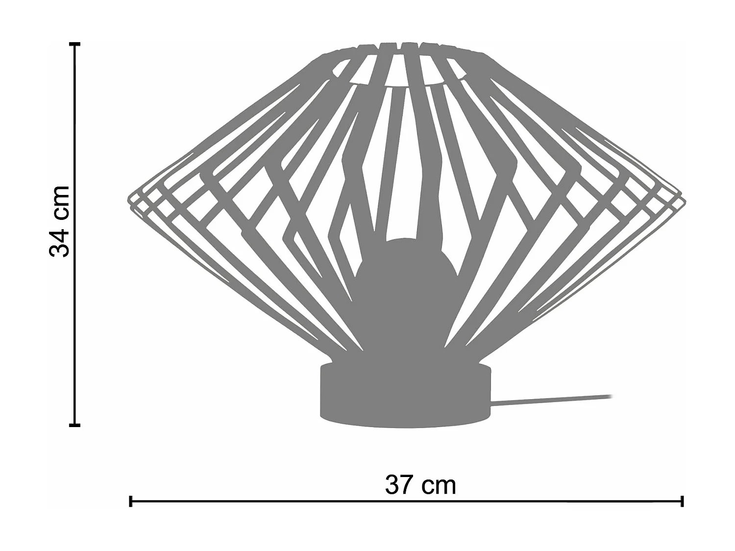 Lampe a poser,bois conique métal  taupe 34 cm.